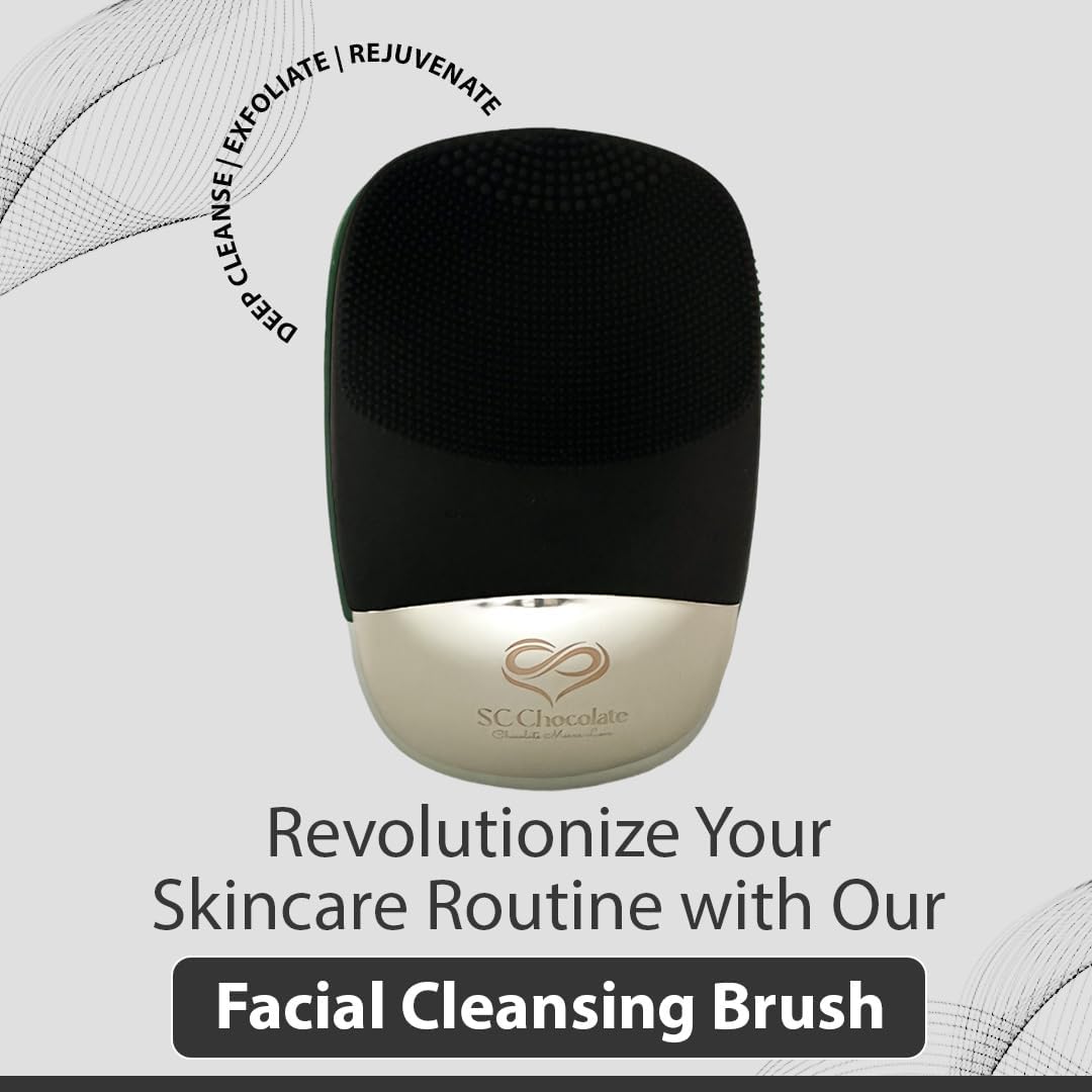 Facial Cleansing Brush | 3-In-1 Electric Face Scrubber | USB Rechargeable Face Cleansing Brush | IPX7 Waterproof | Blackhead Remover | Deep Cleansing & Exfoliating (Black)