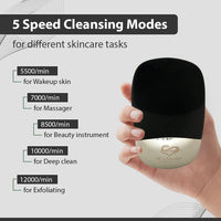 Facial Cleansing Brush | 3-In-1 Electric Face Scrubber | USB Rechargeable Face Cleansing Brush | IPX7 Waterproof | Blackhead Remover | Deep Cleansing & Exfoliating (Black)